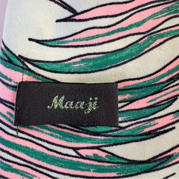 Maaji Forro BIKINI TOP Floral Tropical Colorful Teal Pink Palms Halter Wrap L - Picture 4 of 6